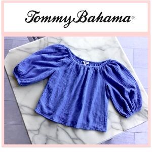 TOMMY BAHAMA ISLAND GAUZE 3/4 SLEEVE ON OR OFF-SHOULDER TOP 100% COTTON